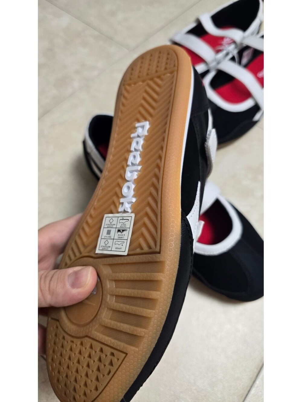 Reebok Women’s Mary Jane Ballet Sneakers – Black/White/Red – NEW - Picture 3 of 9